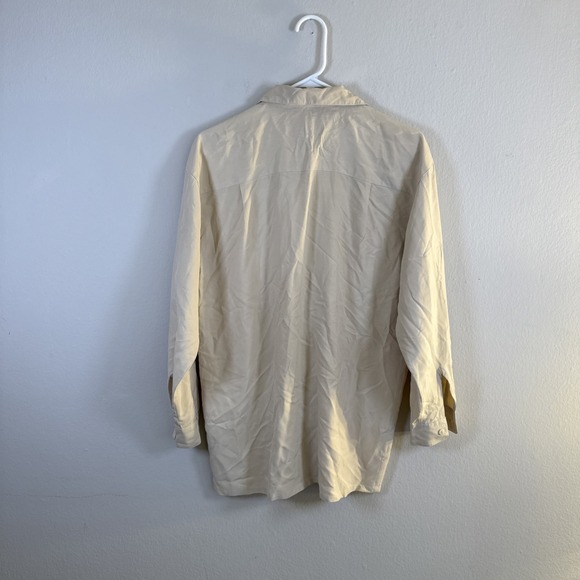 Annie Alexander Womens Pure Silk Brown Long Sleeve Workshirt America Size L - Picture 8 of 10